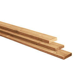 Grenen plank 1 glad / 1 fijnbezaagd 2,8x19,5x400 cm groen geïmpregneerd 2