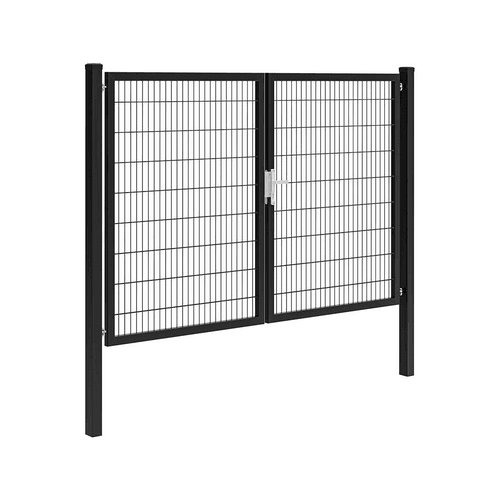 Hillfence metalen dubbele poort premium-line 300x180 cm zwart