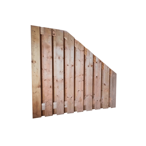 Redvision geschaafd plankenscherm 16 mm 180x180-90 cm verticaal recht aflopend  19 planks