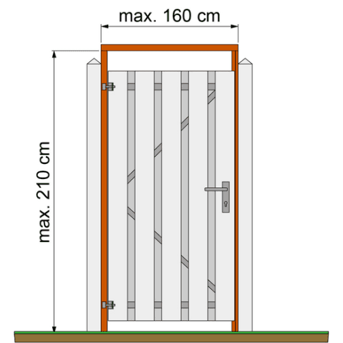 Tuindeurkozijn hardhout met aanslaglat max. 160 cm breed