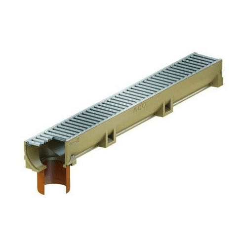 ACO Euroline goot lengte 100 cm onderuitloop  incl. verzinkt staal sleufrooster