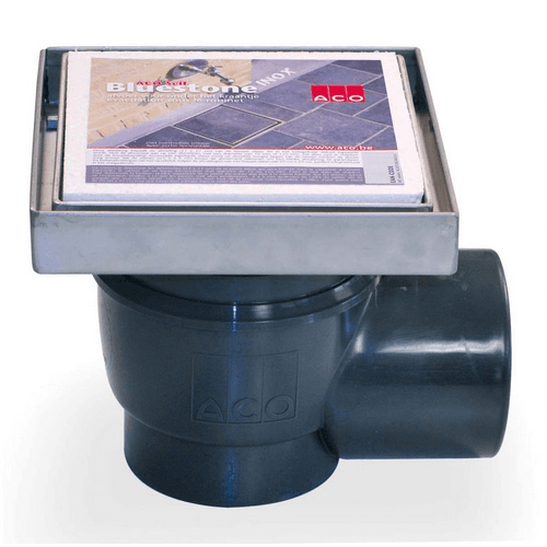 ACO vloerput Bluestone RVS 200x200 met zij-uitlaat